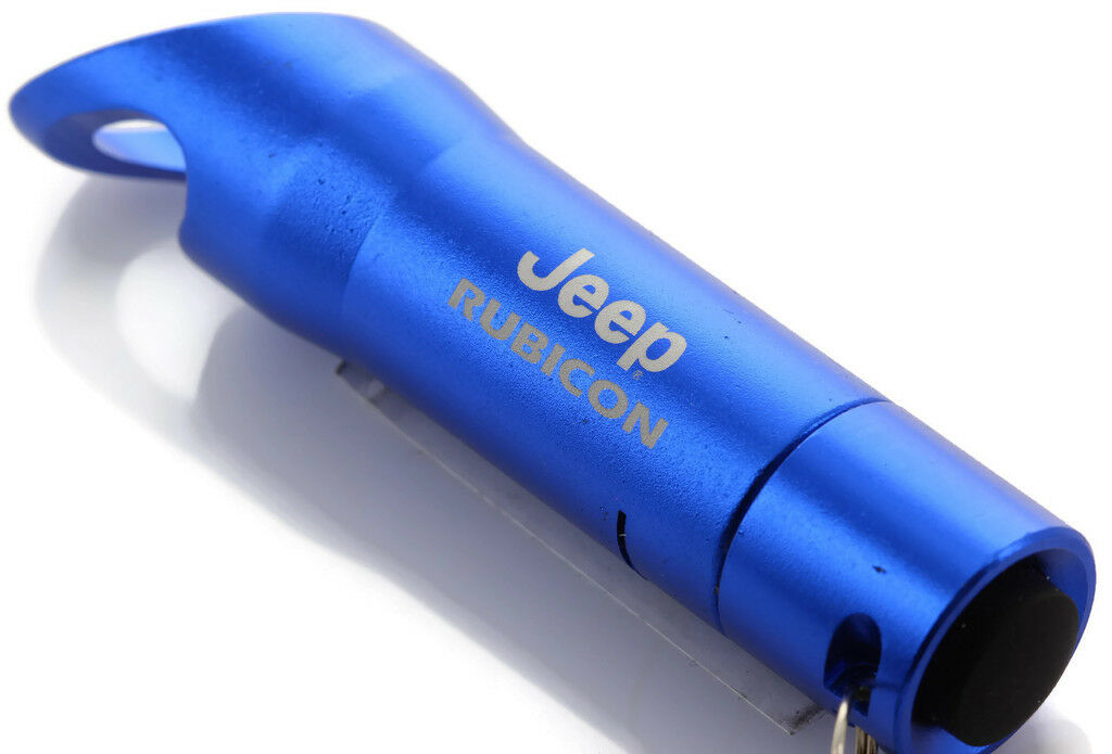 Blue Jeep Rubicon Mini Flashlight LED Bottle Opener Key Chain - Click Image to Close